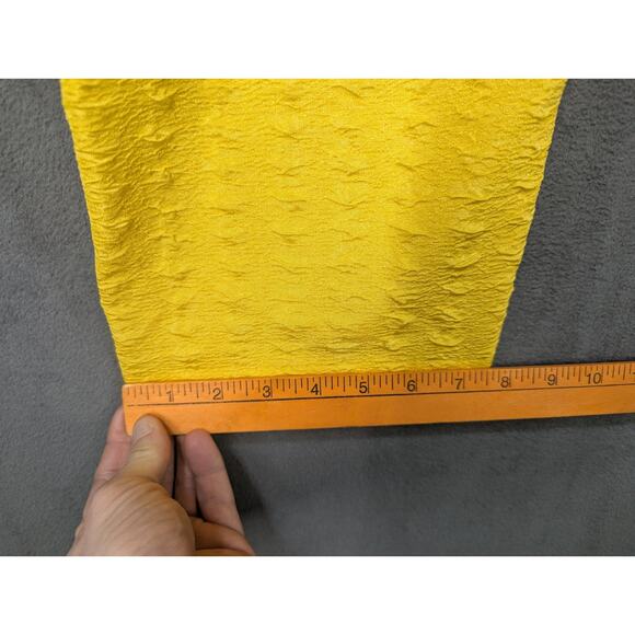 Vtg Polyester Pull-On Pants Womens Large Yellow Dressy Party Textured - Picture 7 of 9